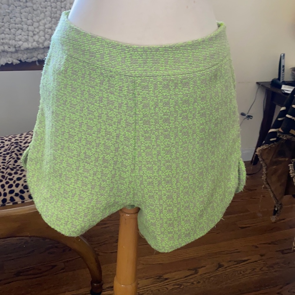 Knitted neon green and gray shorts. Worn ONCE